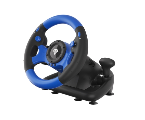 GENESIS Seaborg 350 Negro, Azul USB Volante + Pedales Nintendo Switch, PC, PlayStation 4, Playstation 3, Xbox 360, Xbox One, Xbox Series S, Xbox Serie