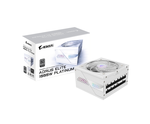 GIGABYTE AORUS ELITE P1000W ICE Fuente de Alimentación - PCIe 5.0, 80 PLUS Platinum, Diseño completamente modular, Ventilador de 120 mm, Compatible 