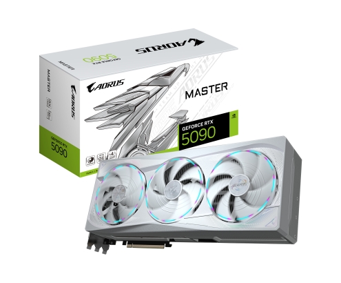 GIGABYTE AORUS GeForce RTX 5090 MASTER ICE 32G Tarjeta Gráfica - 32GB GDDR7, 512 bits, PCI-E 5.0, 2655MHz Frecuencia Base, 3 x DP 2.1a, 1 x HDMI 2.1b