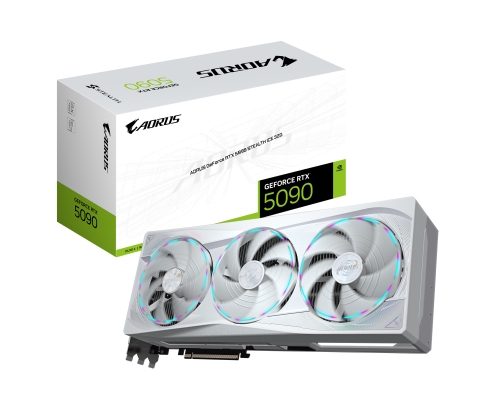 GIGABYTE AORUS GeForce RTX 5090 STEALTH ICE 32G Tarjeta Gráfica - 32GB GDDR7, 512bit, PCI-E 5.0, 2655MHz Frecuencia del núcleo, 3 x DP 2.1a, 1 x HDM
