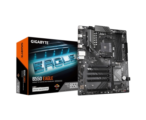 GIGABYTE B550 EAGLE Placa base - Procesadores AMD Ryzen serie 5000 G, VRM de 10+3+1 fases, hasta 3200 MHz DDR4, 1xPCIe 4.0 + 1xPCIe 3.0 M.2, LAN 1GbE,
