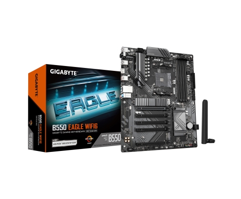 GIGABYTE B550 EAGLE WIFI6 Placa base - Procesadores AMD Ryzen serie 5000 G, VRM de 10+3+1 fases, hasta 3200 MHz DDR4, 1xPCIe 4.0 + 1xPCIe 3.0 M.2, LAN