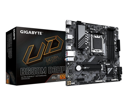GIGABYTE B650M D3HP Placa base - AMD Ryzen serie 9000, VRM de 5+2+2 fases, hasta 7600 MHz DDR5 (OC), 2xPCIe 4.0 M.2, LAN 2,5 GbE, USB 3.2 Gen 1