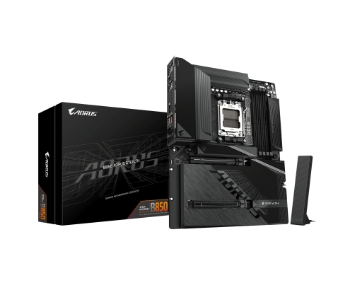 GIGABYTE B850 AORUS STEALTH Placa Base – CPUs AMD Ryzen Serie 9000, VRM digital de 14+2+2 fases, hasta 8200 MHz DDR5 (O.C.), 2× M.2 PCIe 5.0 + 2×