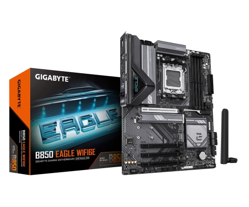 GIGABYTE B850 EAGLE WIFI6E Placa Base - Procesadores AMD Ryzen Serie 9000, VRM digital de 8+2+2 fases, hasta 8200MHz DDR5 (OC), 1xPCIe 5.0 + 2xPCIe 4.