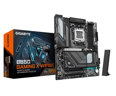 GIGABYTE B850 GAMING X WIFI6E Placa Base - Procesadores AMD Ryzen Serie 9000, VRM digital de 12+2+2 fases, hasta 8200MHz DDR5 (OC), 1xPCIe 5.0 + 2xPCI