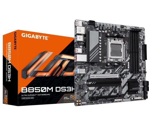 GIGABYTE B850M DS3H Placa Base - Procesadores AMD Ryzen Serie 9000, 16+2+2 fases VRM digitales, hasta 8200MHz DDR5 (OC), 1xPCIe 5.0 + 1xPCIe 4.0 M.2,