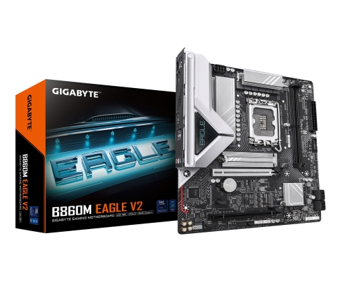 GIGABYTE B860M EAGLE V2 Placa base - Procesadores Intel Core Ultra Series, VRM de 6+1+2 fases, hasta 9066 MHz DDR5, 1x M.2 PCIe 5.0 + 1x M.2 PCIe 4.0,