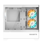 GIGABYTE C201 PANORAMIC ICE Caja para PC – Torre media, m-ATX, compatible con radiador de 360 mm, 3 ventiladores preinstalados, USB 3.0, compatible 