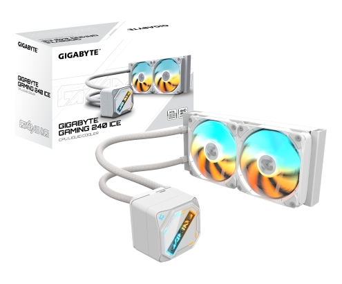 GIGABYTE GAMING 240 ICE Refrigeración Líquida para CPU - 2x120mm Ventiladores ARGB, mecanismo de enclavamiento deslizante, DAISY-CHAIN, Compatible c