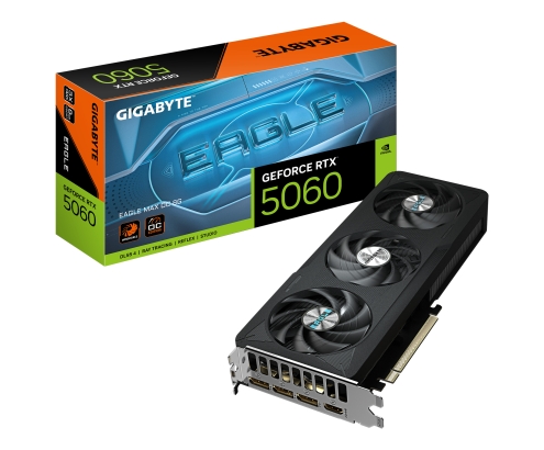 GIGABYTE GeForce RTX 5060 EAGLE MAX OC 8G Tarjeta Gráfica – 8 GB GDDR7, 128 bits, PCI-E 5.0, frecuencia de núcleo 2550 MHz, 3 x DisplayPort, 1 x H