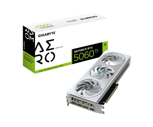 GIGABYTE GeForce RTX 5060 Ti AERO OC 8G Tarjeta Gráfica – 8 GB GDDR7, 128 bits, PCI-E 5.0, 2647 MHz Frecuencia del núcleo, 3 x DisplayPort, 1 x HD