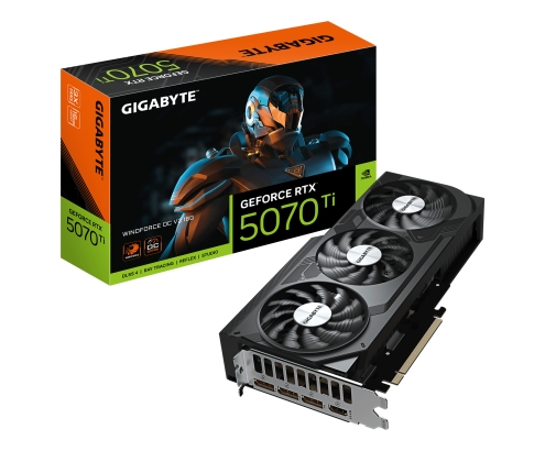 GIGABYTE GeForce RTX 5070 Ti WINDFORCE OC V2 16G Tarjeta Gráfica - 16GB GDDR6, 256bit, PCI-E 5.0, 2497 MHz Frecuencia del Núcleo, 3 x DisplayPort, 1