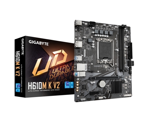 GIGABYTE H610M K V2 Placa base - Procesadores Intel Core 14ª generación, hasta 5600 MHz DDR5, 1xPCIe 3.0 M.2, LAN 1GbE, USB 3.2 Gen 1