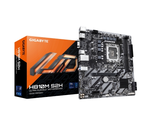 GIGABYTE H810M S2H Placa base - Procesadores Intel Core Ultra (Serie 2), VRM de 4+1+2 fases, hasta 6400 MHz DDR5, 1xPCIe 4.0 M.2, LAN 1GbE, USB 3.2 Ge
