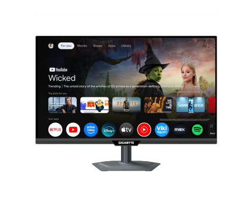 GIGABYTE M27QS Monitor Inteligente 27” 2K QHD - Google TV, Pantalla inalámbrica, 2560 x 1440, 180Hz, 1ms, 350 cd/m², FreeSync, Display HDR400, HDM