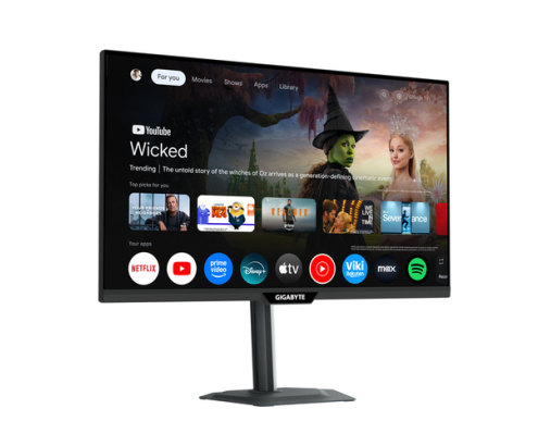 GIGABYTE M27QS Monitor Inteligente 27” 2K QHD - Google TV, Pantalla inalámbrica, 2560 x 1440, 180Hz, 1ms, 350 cd/m², FreeSync, Display HDR400, HDM