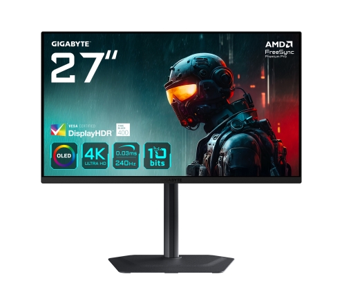 GIGABYTE MO27U2 OLED 4K UHD Gaming Monitor - 3840 x 2160, 240Hz, 0,03 ms, 1000 cd/m², Display HDR True Black 400, HDMI 2.1, DisplayPort 1.4
