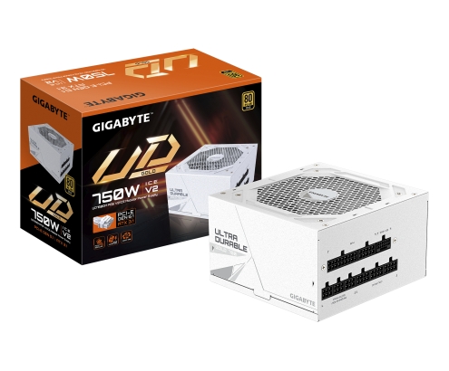 GIGABYTE UD750GM PG5 V2 ICE Fuente de Alimentación – PCIe Gen 5.1, 80 PLUS Gold, Diseño completamente modular, Ventilador de 120 mm, Compatible co