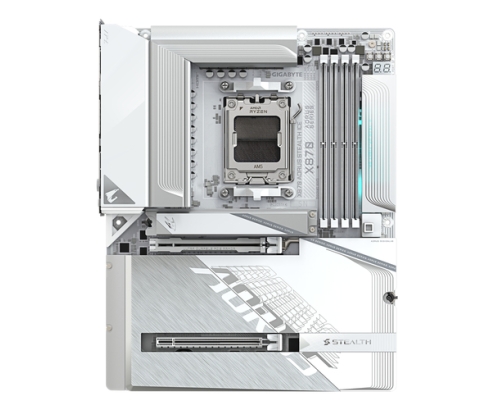 GIGABYTE X870 AORUS STEALTH ICE Placa Base – Compatible con procesadores AMD Ryzen 9000, VRM digital de 16+2+2 fases, hasta 8200 MHz DDR5 (OC), 2 x