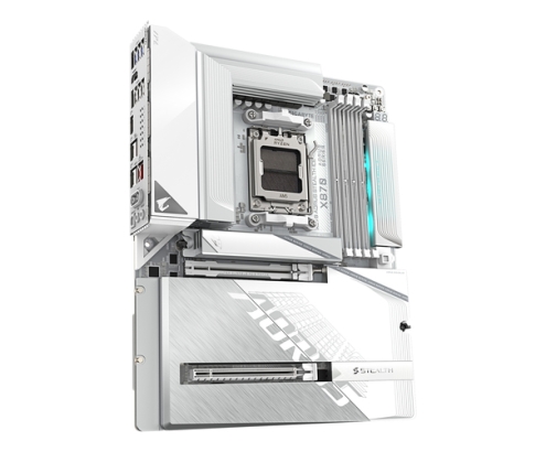 GIGABYTE X870 AORUS STEALTH ICE Placa Base – Compatible con procesadores AMD Ryzen 9000, VRM digital de 16+2+2 fases, hasta 8200 MHz DDR5 (OC), 2 x