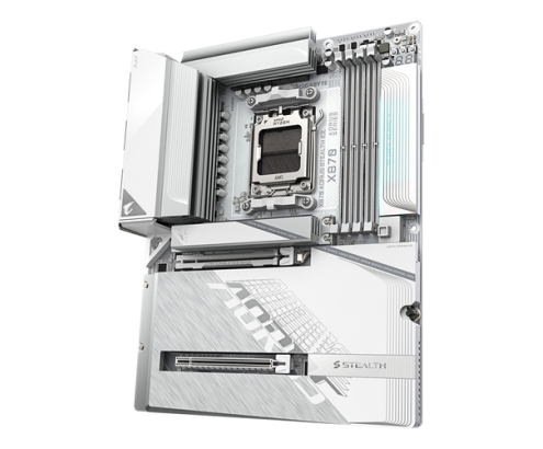 GIGABYTE X870 AORUS STEALTH ICE Placa Base – Compatible con procesadores AMD Ryzen 9000, VRM digital de 16+2+2 fases, hasta 8200 MHz DDR5 (OC), 2 x