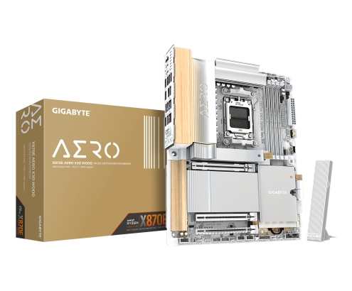 GIGABYTE X870E AERO X3D WOOD Placa Base - Compatible con procesadores AMD Ryzen 9000, VRM digital de 16+2+2 fases, hasta 9000Hz DDR5 (O.C.), 2xPCIe 5.