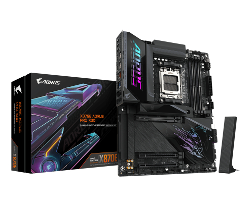 GIGABYTE X870E AORUS PRO X3D Placa Base - Compatible con procesadores AMD Ryzen 9000, VRM digital de 18+2+2 fases, hasta 9000MHz DDR5 (O.C.), 2xPCIe 5
