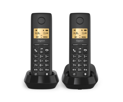 Gigaset BASIC 100 DUO Teléfono DECT/analógico Identificador de llamadas Negro