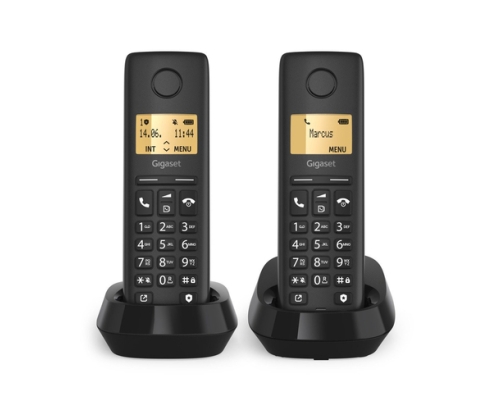 Gigaset BASIC 100 DUO Teléfono DECT/analógico Identificador de llamadas Negro
