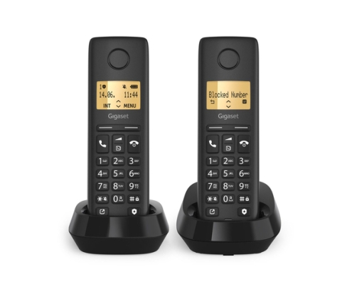 Gigaset BASIC 100 DUO Teléfono DECT/analógico Identificador de llamadas Negro