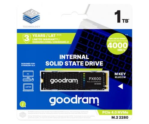 Goodram SSDPR-PX600-2K0-80 unidad de estado sólido M.2 2000 GB PCI Express 4.0 3D NAND NVMe