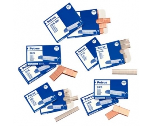 GRAPAS COBREADAS ESSELTE PETRUS CAJA 1000 UNIDADES 22 8 24 8 PATILLA 8MM LARGO 55714