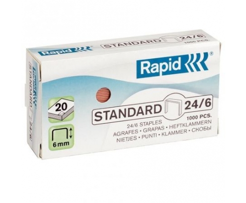 GRAPAS RAPID ESSELTE 1000 UNIDADES 24 6 COBREADAS 24855700