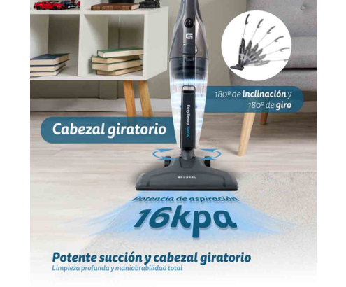 Grunkel ASP-EASY aspiradora de pie y escoba eléctrica Aspiradora escoba Corriente alterna Secar HEPA Sin bolsa 0,95 L 600 W Azul
