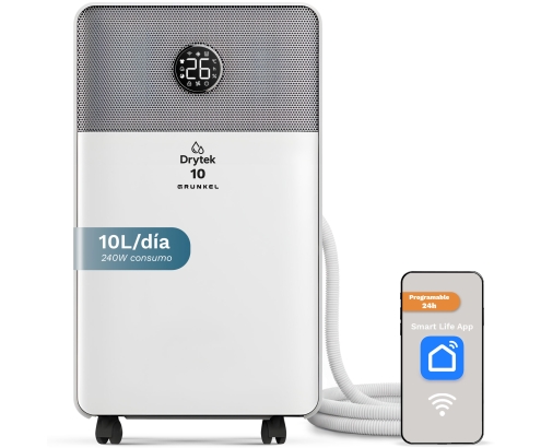 Grunkel DH-10DT deshumidificador 2 L 42 dB Gris, Blanco