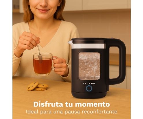 Grunkel HV-18CWPNG tetera eléctrica 1,8 L 1500 W Negro, Transparente