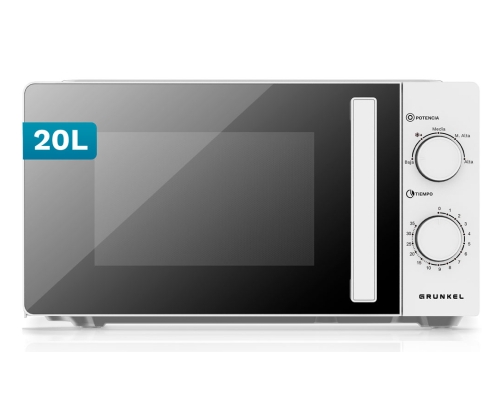 Grunkel MW-20EASY microondas Blanco, Negro Solo microondas Encimera 20 L 700 W
