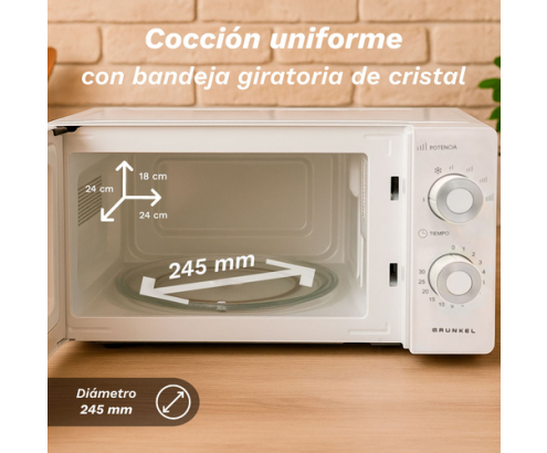 Grunkel MW-20MG microondas Blanco Solo microondas Encimera 20 L 700 W