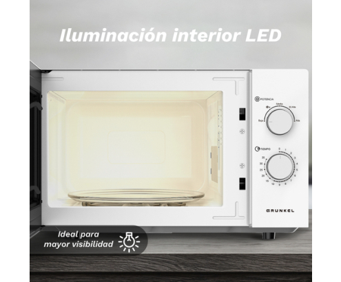 Grunkel MW-25EASY microondas Blanco Solo microondas Encimera 25 L 850 W
