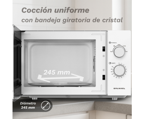 Grunkel MW-25EASY microondas Blanco Solo microondas Encimera 25 L 850 W