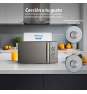 Grunkel MWG-20ESPEJO microondas Acero inoxidable, Negro Microondas con grill Encimera 20 L 700 W
