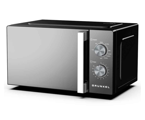 Grunkel MWG-20ESPEJO microondas Acero inoxidable, Negro Microondas con grill Encimera 20 L 700 W