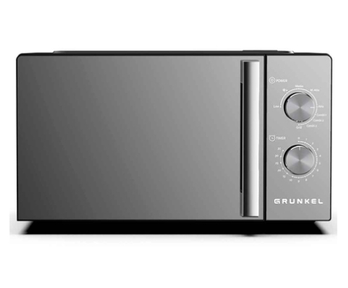 Grunkel MWG-20ESPEJO microondas Acero inoxidable, Negro Microondas con grill Encimera 20 L 700 W
