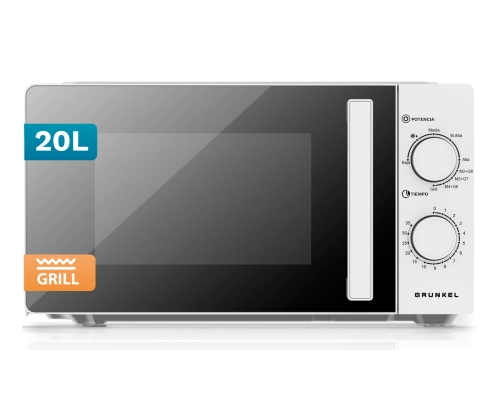 Grunkel MWG-20GRILL microondas Blanco, Negro Microondas con grill Encimera 20 L 700 W