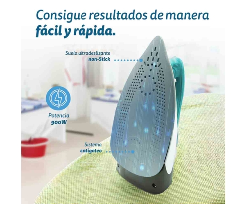 Grunkel PLV-900 plancha Plancha vapor-seco Suela antiadherente 900 W Blanco, Azul