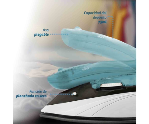 Grunkel PLV-900 plancha Plancha vapor-seco Suela antiadherente 900 W Blanco, Azul