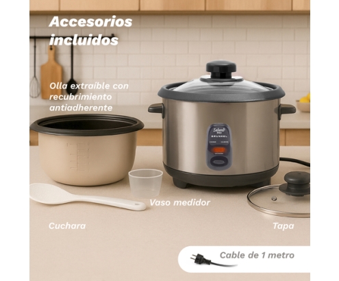 Grunkel RC-28L arrocera 2,8 L 1000 W Acero inoxidable, Gris Oscuro