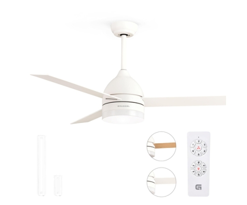 Grunkel SKYECO-52 ventilador Blanco, Madera