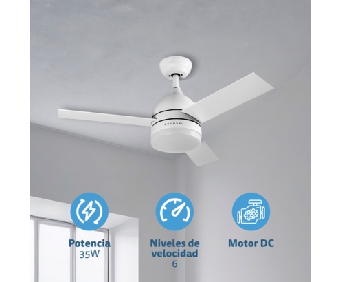 Grunkel SKYECO-52 ventilador Blanco, Madera